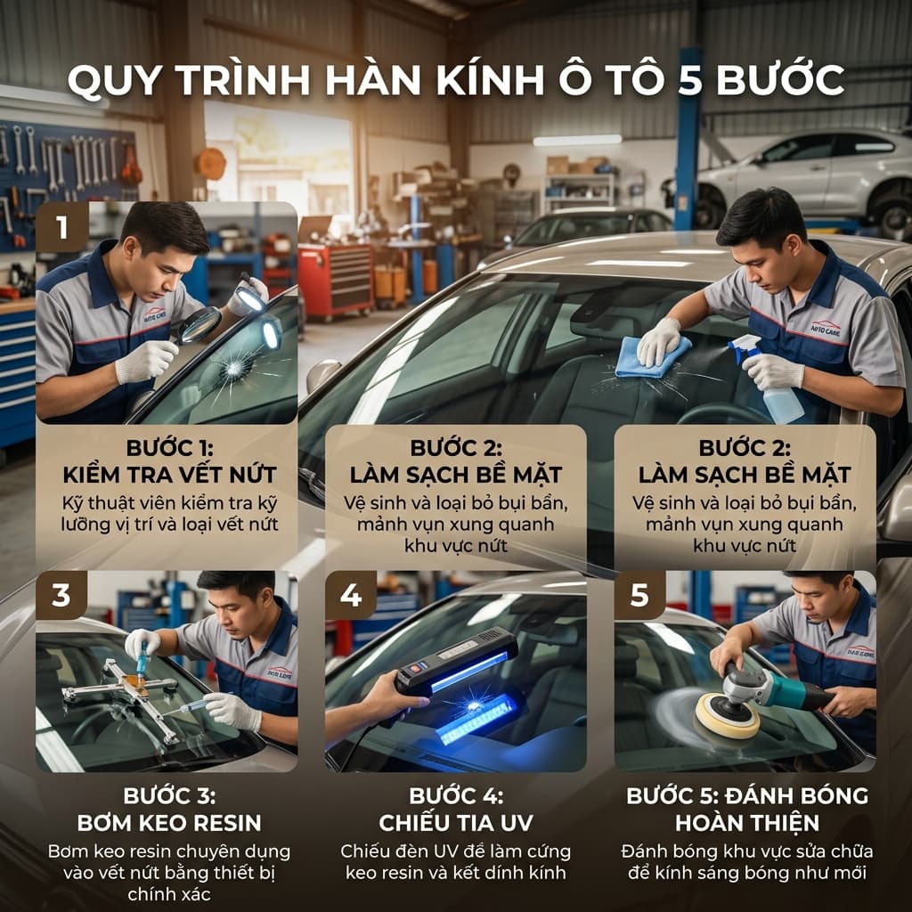 Hàn kính chắn gió ô tô: Quy trình và lưu ý quan trọng